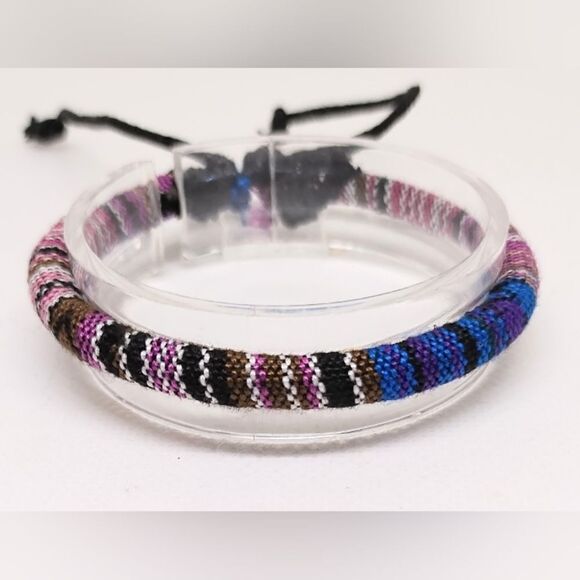 Men's bracelet striped punk hemp new e40 - Picture 1 of 1